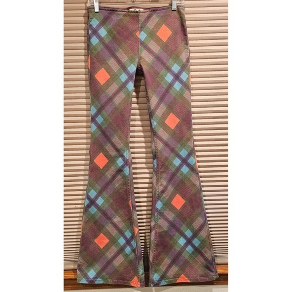 We The Free Free People Plaid Flare Jeans Just Float On Multi Color Size 26